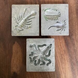 3 Vintage Toymax 1994 ThingMaker Creepy Crawlers Metal Mold - Sea Creature Bugs